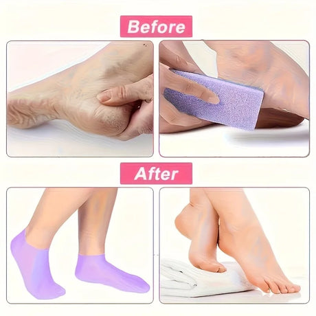 2pcs silicone foot care socks,exfoliating,moisturizing,and crack resistant socks,suitable for use when feet are dry and cracked.