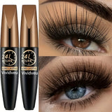 2PCS Waterproof Fiber Mascara + puff, providing curl and volume, long-lasting black formula, waterproof, smudge-resistant, non-s