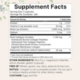 Multi Collagen Pills 240 Capsules | Type I II III V X | Hydrolyzed Protein Peptides with Biotin Hyaluronic Acid & Vitamin C