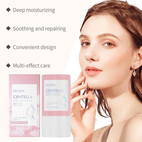 Centella Asiatica Facial Clay Mask Stick Pore Minimizer Oil Control Smooth Skin Brightening Refreshing Blackhead Remover Mask