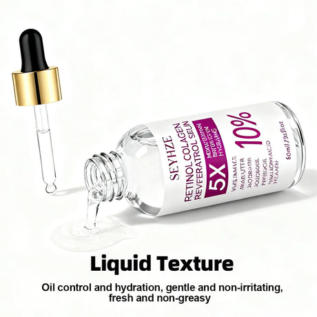 SEYHZE Retinol & Collagen Essence Fluid with Peptides + Ceramides Aloe & Snow Lotus - Brightens Skin Tightens Pores Evens Tone -