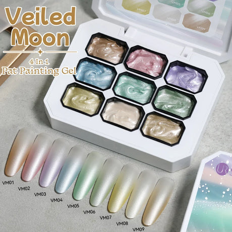 UR SUGAR 9 Colors Gradient Painting Gel Nail Art Gradient Color DIY Design Gel 4 In 1 Used For Gradient Nail Stamping Pattern