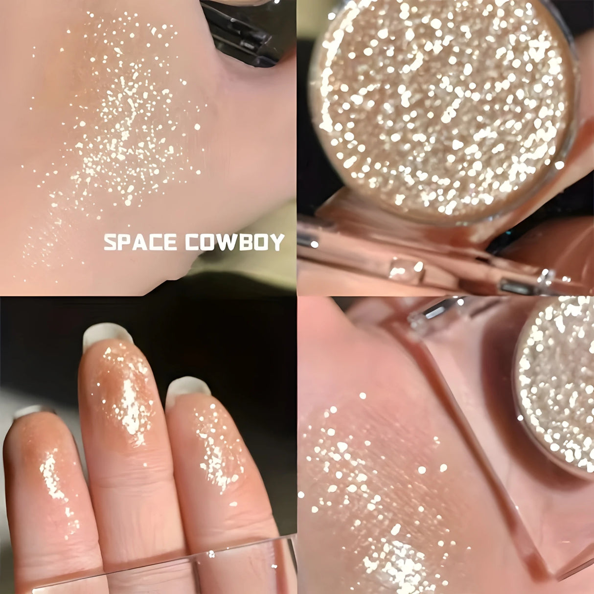 Glitter Eyeshadow, Single Highlighter, Highlighter Shimmering Powder, Long Lasting Metallic Shimmer, Eyelid and Cheekbone Makeup