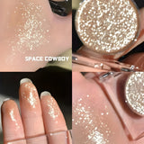 Glitter Eyeshadow, Single Highlighter, Highlighter Shimmering Powder, Long Lasting Metallic Shimmer, Eyelid and Cheekbone Makeup
