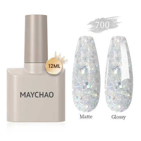 MAYCHAO Gel Nail Polish 12ML Full Coverage Base Top Coat Soak Off Gel Polish UV LED Gel Semi Permanent Varnishes Design Nail Art