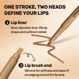 Double Head Black Lip Liner&Brush Pen Mist Matte Velvet Contour Tint Lipstick Pencil Long Lasting Nude Brown Natural Lip Makeup