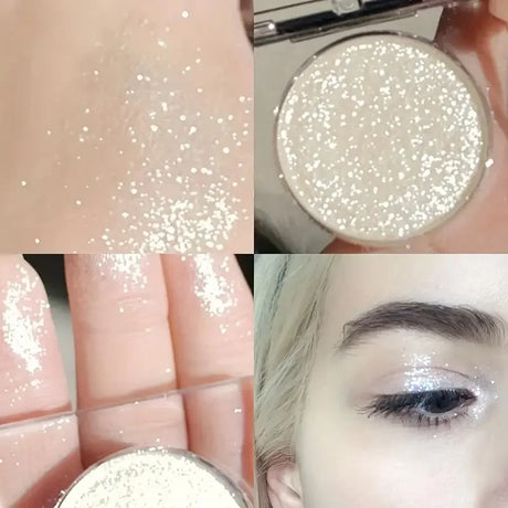 Glitter Eyeshadow, Single Highlighter, Highlighter Shimmering Powder, Long Lasting Metallic Shimmer, Eyelid and Cheekbone Makeup