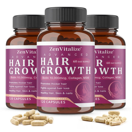 Hair Growth Vitamins for Women and Men - with Biotin & Saw Palmetto, Naturally Regrow Stronger & Healthier Hair, Skin and Nails
