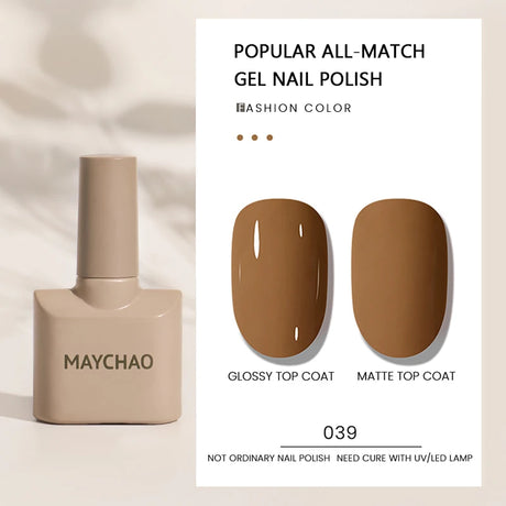 MAYCHAO Gel Nail Polish 12ML Full Coverage Base Top Coat Soak Off Gel Polish UV LED Gel Semi Permanent Varnishes Design Nail Art
