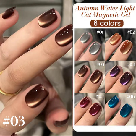 12ml 1-21pcs Brown Gold Cat Eye Gel Nail Polish Hot Selling Winter Whitening Magnet Gel Polish Gold Nails Nail Supplies Nail Art