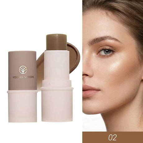 YOUNG VISION Face Contour Highlighter Stick, Dual-Ended Cream Concealer Shading Stick for Nose, Collarbone, Natural 3D Makeup