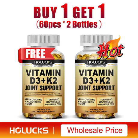Advanced Vitamin D3 K2 Joint Support Supplement, for Heart & Bone Health, Cardiovascular & Immune Support, Calcium Absorption
