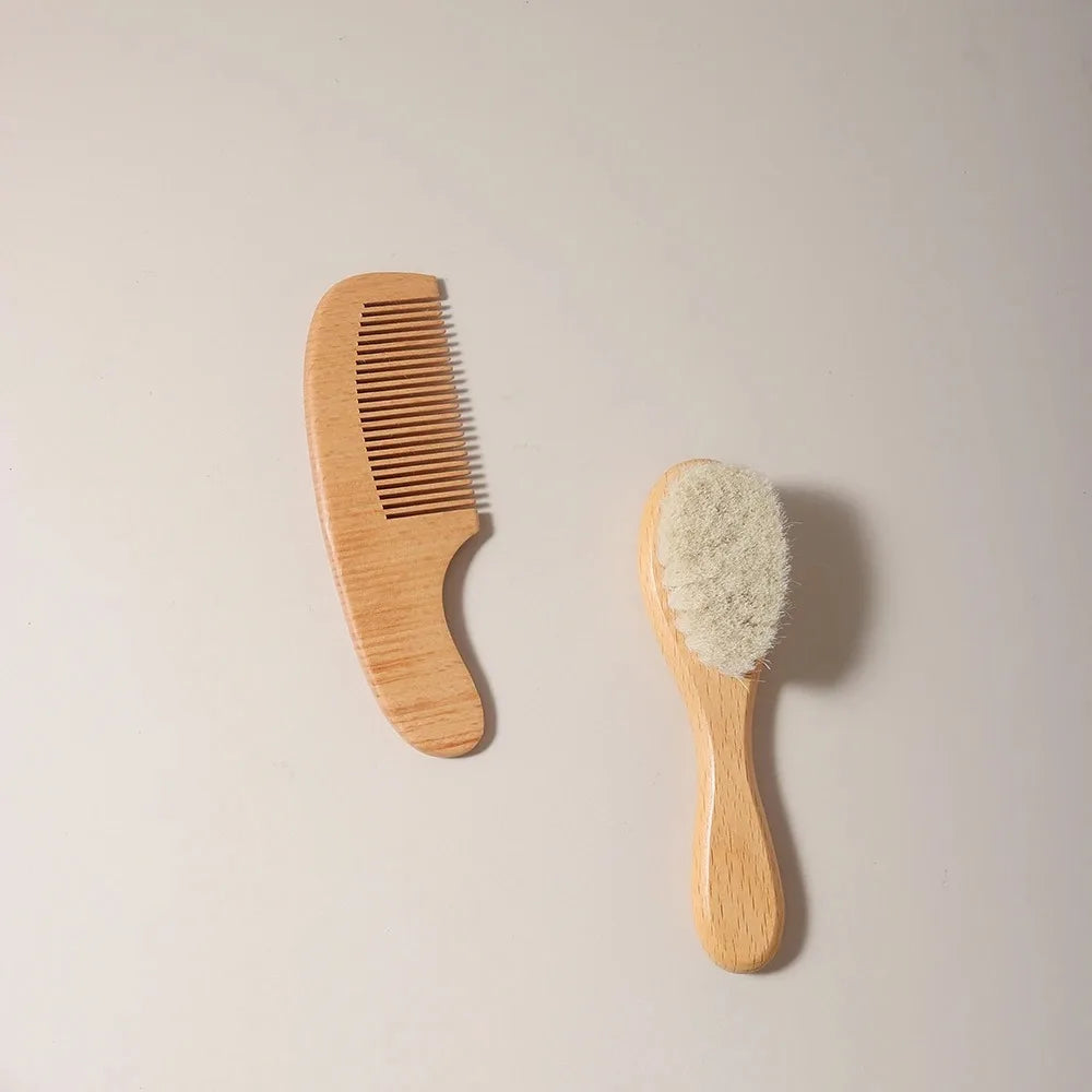 2pcs comb and brush set baby care beech wood brush and comb gift set TG183
