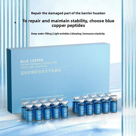 20pcs Blue Copper Peptide Freeze-Dried Powder Set Oligopeptide Anti Wrinkle Essence Shrink Pores Acne Treatment Skincare Serum
