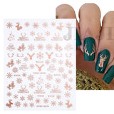 Sliver Bronzing 3D Christmas Nail Art Decoration Sticker Sparkly White Colorful Glitter Geometry Snowflake Winter Slider Foil
