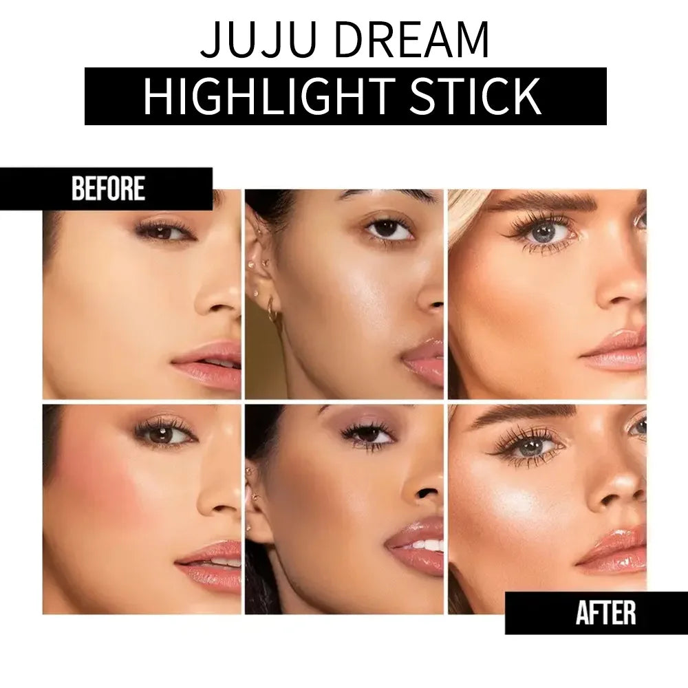 Glowy Highlighter Stick – Shimmer Finish, Waterproof, Long-Lasting, Easy Blend, Multi-Look, Face & Eye Contour, Skin-Friendly