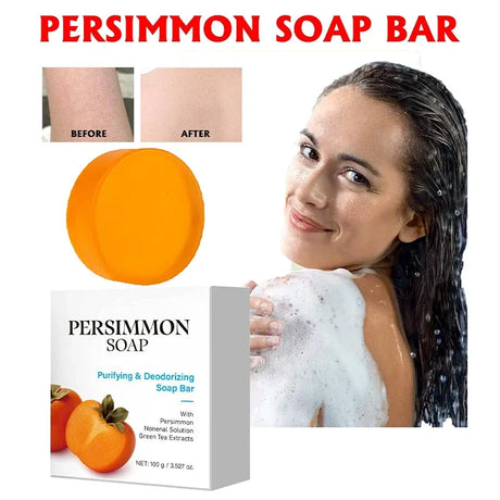100g Persimmon Soap Bar Natural Handmade Facial Body Cleansing Soap Moisturizing Nourishing Gentle Exfoliating Daily Skincare
