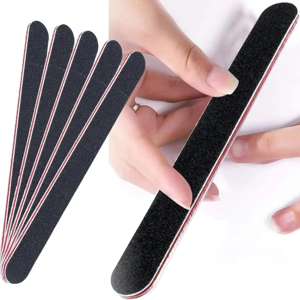 10 Pack Red Core Nail Files Professional Double-Sided 17.8x1.9cm Size for Salon And Home Use