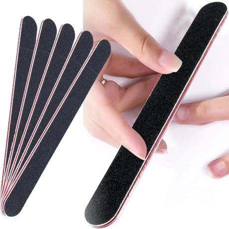 10 Pack Red Core Nail Files Professional Double-Sided 17.8x1.9cm Size for Salon And Home Use