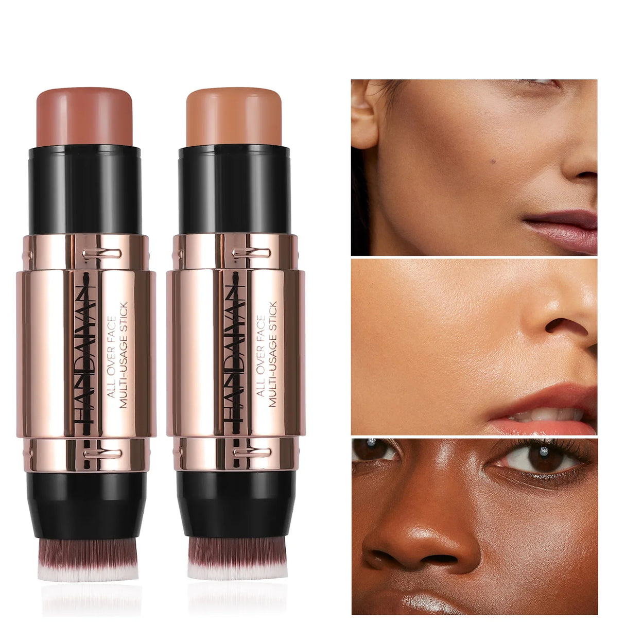 Double Head Highlighter Stick Contour Stick Waterproof Natural Silky Smooth Face Contouring for Nose Shadow With Makeup Brushes