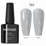 MAYCHAO Glitter Gel Nail Polish 7.3ml Semi-permanent Sequins Shiny Gel Base Top Coat Soak Off UV LED Varnish Nail Art Decoration