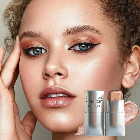 Glowy Highlighter Stick – Shimmer Finish, Waterproof, Long-Lasting, Easy Blend, Multi-Look, Face & Eye Contour, Skin-Friendly