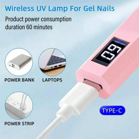 Handheld Nail UV Lamp With Screen Display, Suitable For Gel Manicure, Mini Nail Lamp, Portable LED Nail Dryer, USB Nail Curing Machine, Quick Curing Nail & Foot Care Tool
