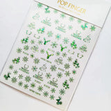 Sliver Bronzing 3D Christmas Nail Art Decoration Sticker Sparkly White Colorful Glitter Geometry Snowflake Winter Slider Foil