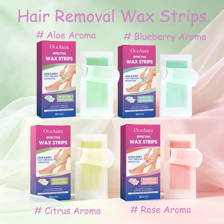 OceAura Hair Removal Wax Strips for Legs and Body Hair Growth Postponement Easy Operation Non-Irritating Depilatory Wax Strips