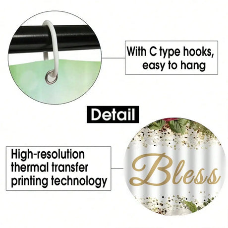 1/4pcs Complete Bathroom Set with Rose Blessing Printed Pattern, Elegant Modern Design for Home Decor, Shower Curtain