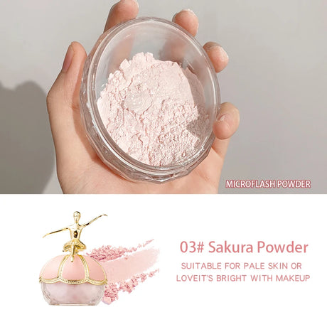MackAndy Air-Feel Long-lasting Ballet Setting Powder, Oil-control, Waterproof, Invisible Pore Loose Powder Valentine's Day Gift