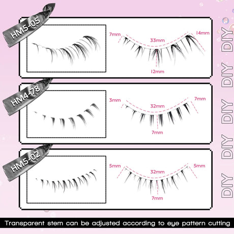 10Pairs Bottom Eyelashes Manga Lower Lashes Clear Band Wispy Small Flame Under Eye Lashes Korean Makeup Cosplay Tools