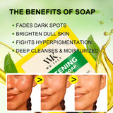 WK JALY Whitening Lemon Soap, Natural Glow, Fade Dark Spots, Moisturized, With Glutathione, Shea Butter Oil, For Face And Body