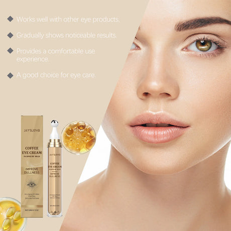 Caffeine Firming Eye Cream Fade Dark Circles Anti-Puffiness Lighten Fine Lines Under The Eyes Remove Eye Bags Roller Eye Massage