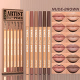 [Velvet Matte Lip Liner] 6pcs Long-Lasting Velvet Matte Lip Liner Pencils Set | Non-Drying & Perfect for Lining & Filling Lips