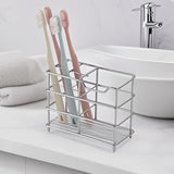 5-Slot Stainless Steel Toothbrush Holder - Space-Saving Freestanding Design, No Installation Required, Ideal for  Bathrooms