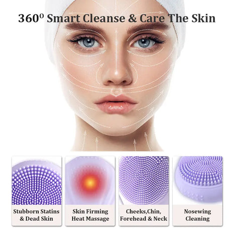 Sonic Waterproof Facial Cleansing Brush Rechargeable Scrubber Exfoliating Vibrating Deep Clean Face Cleaner Skin Care Tool