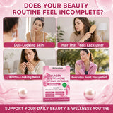 Collagen Peptides Glutathione Vitamin C Powder 30 Sachets, Marine Collagen Drink Mix Antioxidant Wellness Support