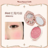 Flower Knows Strawberry Rococo Blush 02 Embossed Blush Face Makeup Matte Shimmer Waterproof Natural Nude Brightening Cheek