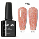 MAYCHAO Glitter Gel Nail Polish 7.3ml Semi-permanent Sequins Shiny Gel Base Top Coat Soak Off UV LED Varnish Nail Art Decoration