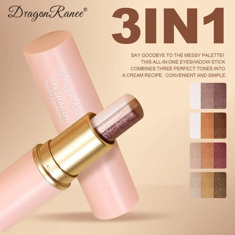 Three-color Eyeshadow Pen Highlighting Stick Waterproof Easy-to-Use Glitter Pearl Eyeshadow Stick Shimmer One-Swipe Eyes Makeup