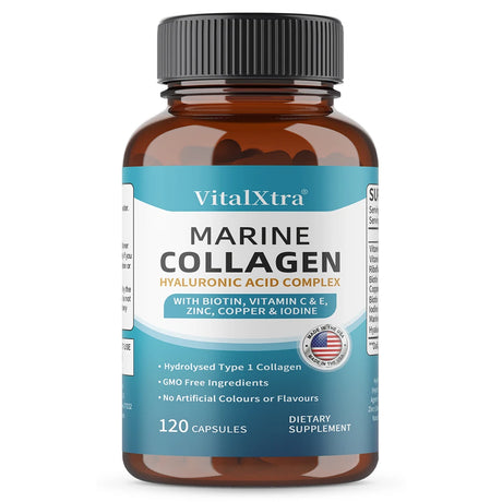 Marine Collagen Complex Capsules - Hyaluronic Acid Biotin, Support Skin Hair Nail Condition, Joint Cartilage & Body Wellness