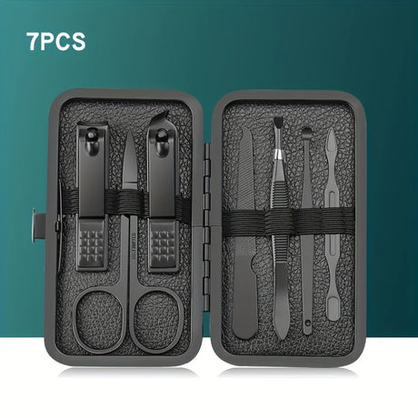7/10/12/18/20/24PCS Set Professional Manicure Set Kits Stainless Steel Fingernail Toenail Clippers Set with Leather Portable