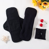 3Pcs Black Pure Cotton Reusable Menstrual Pads Reusable Sanitary Waterproof  Cloth Pads For Heavy Flow Large Sanitary Pads Set