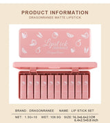 Ten-Piece Lipstick Set, Matte, Long-Lasting, Fade-Resistant Lip Balm, Matte Finish, Brightening, Commuter-Friendly, Nude Color, Gentle and Elegant Lipstick