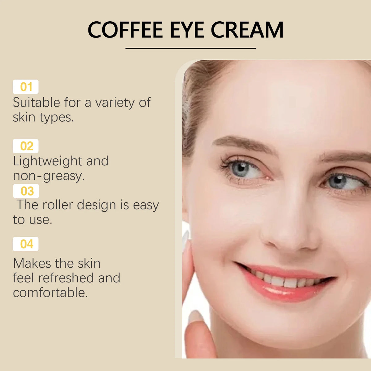 Caffeine Firming Eye Cream Fade Dark Circles Anti-Puffiness Lighten Fine Lines Under The Eyes Remove Eye Bags Roller Eye Massage