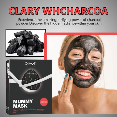 Black Truffle Mummy Face Mask Anti-Aging Charcoal Powder Deep Cleansing Removes Blackheads Soothes Care for All Skin Types