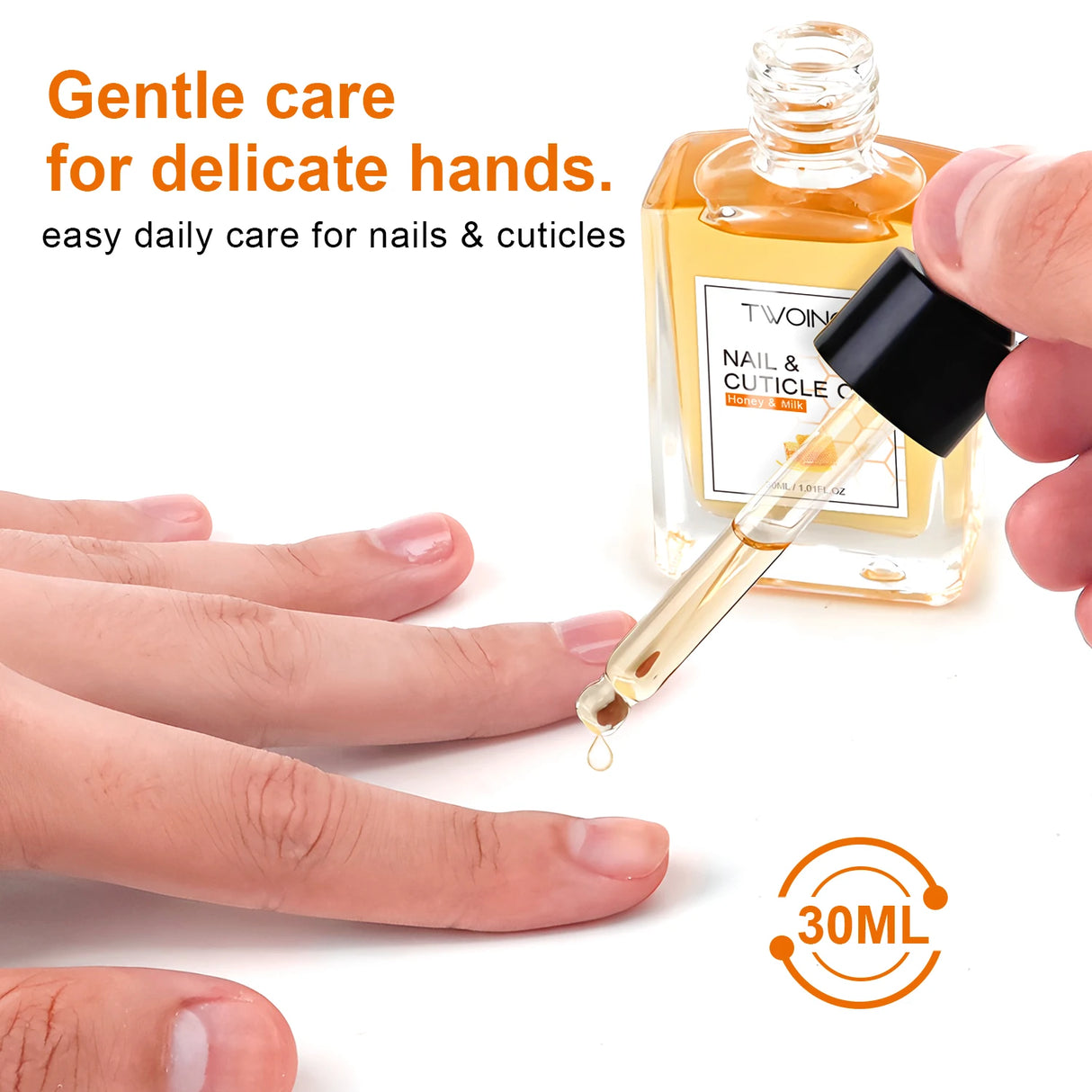 TWOING Honey Milk Cuticle Oil - 30ml Dropper Nail & Cuticle Moisturizer for Dry Skin And Thin Nails Nail Nutrition Oil
