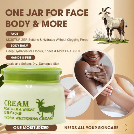 Goat Milk And Wheat Hydra Whitening Cream Skin Hydration Moisturizing Body for Dry & Sensitive Skin Anti-Aging Firming Cream