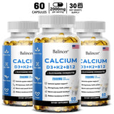 Calcium + D3 + K2 + B12 Capsules - Support Bone and Muscle Health, Replenish Joints